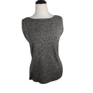 New Vintage Chico's Design Size 2 (Large) Heather Black & Tan Sleeveless Sweater